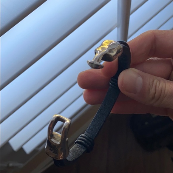 Leather Silver Metal Bracelet - Picture 2 of 2